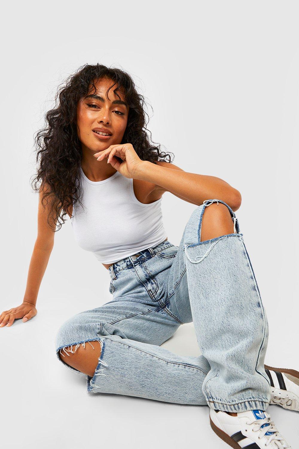 Boohoo wide leg jeans sale